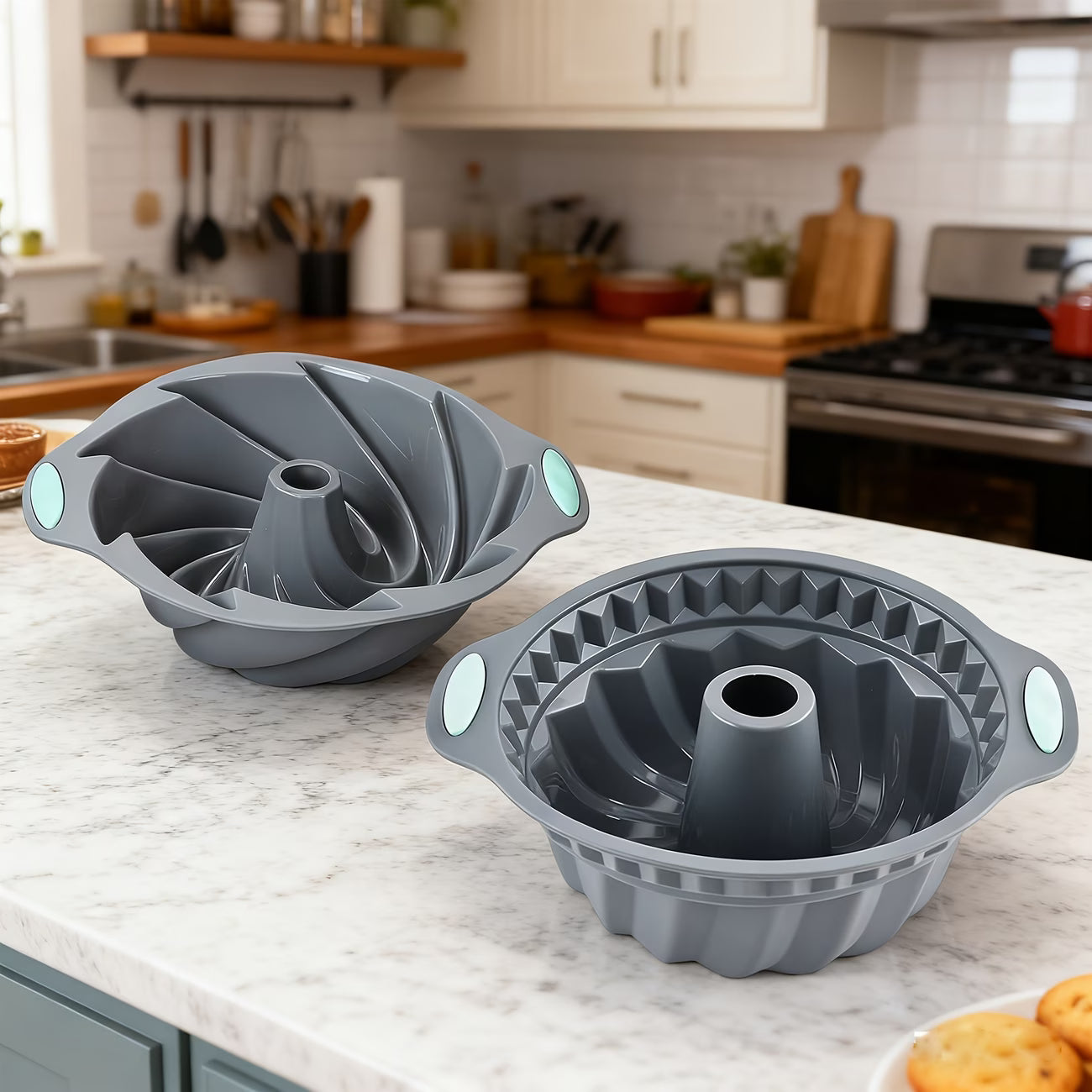 2 or 3pcs High-Fashion Viral Cake Mold Set | 3D Patterned Heat-Resistant Silicone Handles, Dual-Use for Steaming and Baking, Perfect for Puddings, Jellies, and Cakes, Compatible with Ovens/Steamers/Refrigerators