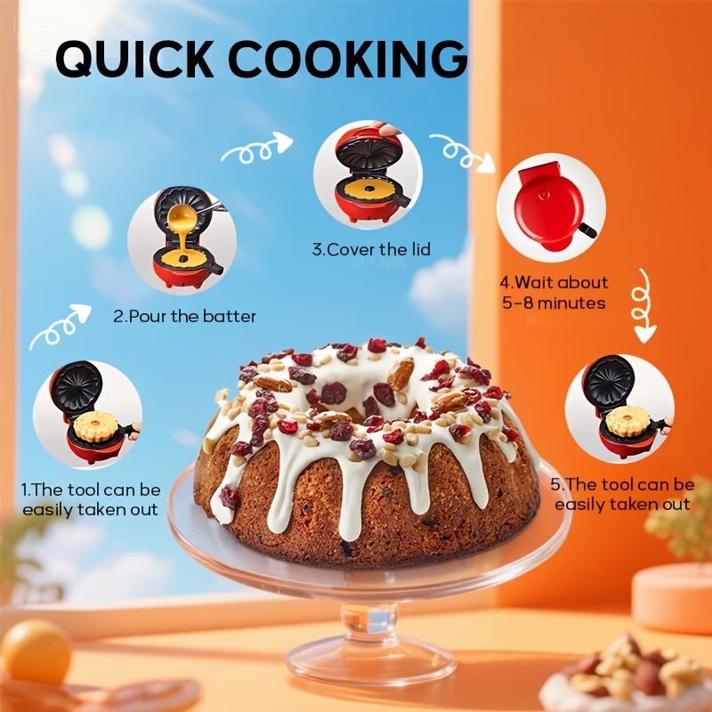 2026 New Home Mini Baking Machine, Cake Maker, Multi-Function Cake Maker, Breakfast Cooker Even Baking Surface, Fast Heating, Safe Non-stick Inner Pot Cook Breakfast, Cakes, Bread Essential for Every Household, Perfect New Year Gift