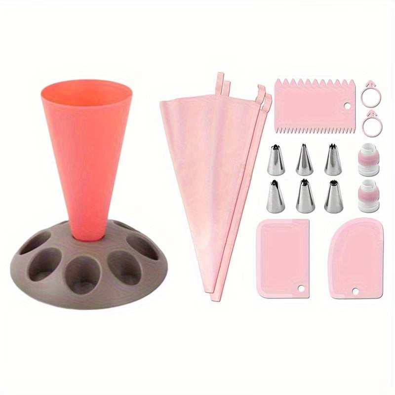 A Set of 17 Multi-Head Piping Bag Holders, Convenient for Filling Frosting Piping Bags, Can Hold Nozzle Decorating Tips, Baking Accessory Stands, Including Various Nozzle Shapes, Suitable for Professional And Home Baking, Ideal Baking Supplies