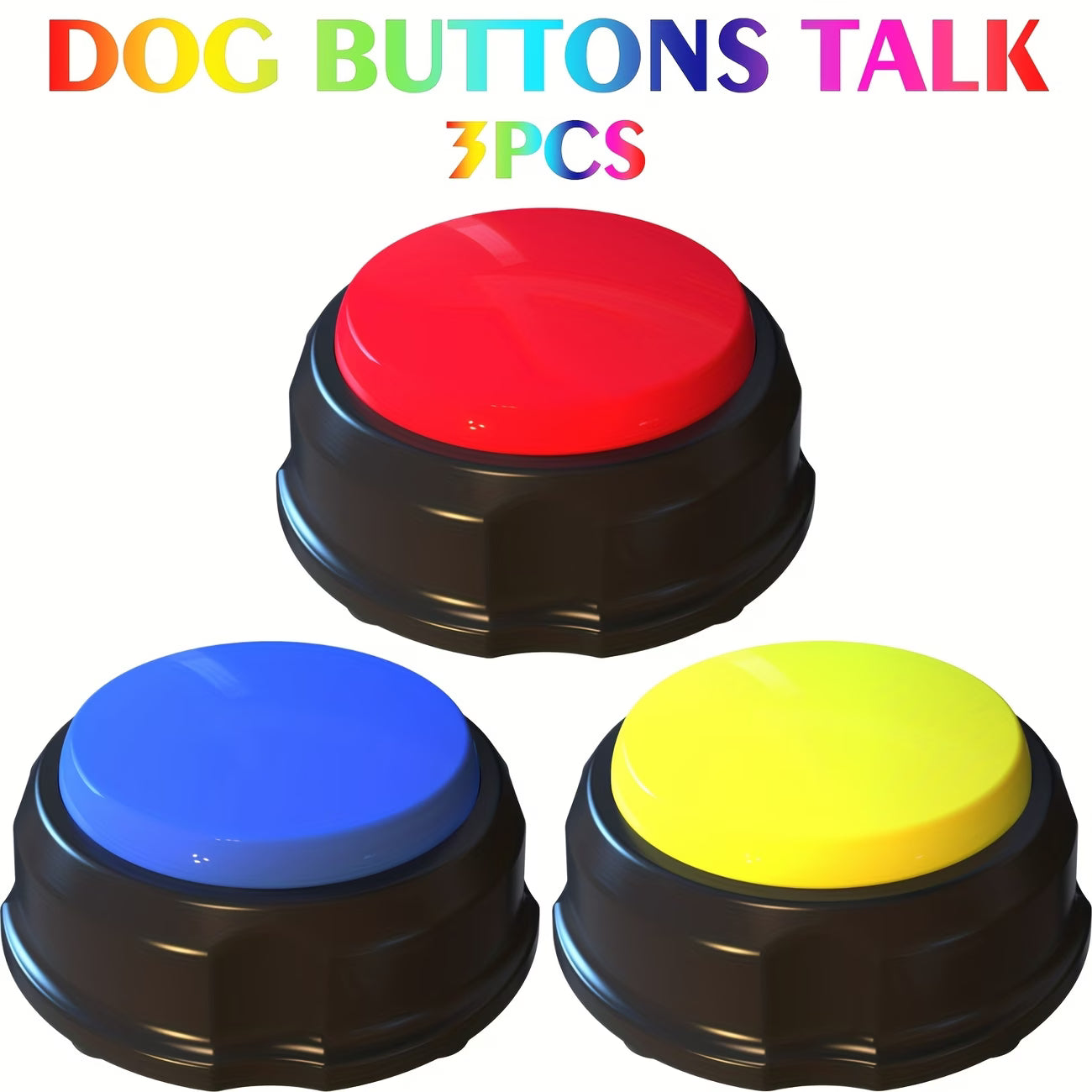 3 Color Voice Recording Button, Dog Buttons for Communication Pet Training Buzzer, 30 Second Record & Playback, Funny Gift for Study Office Home - 3 Color Packs