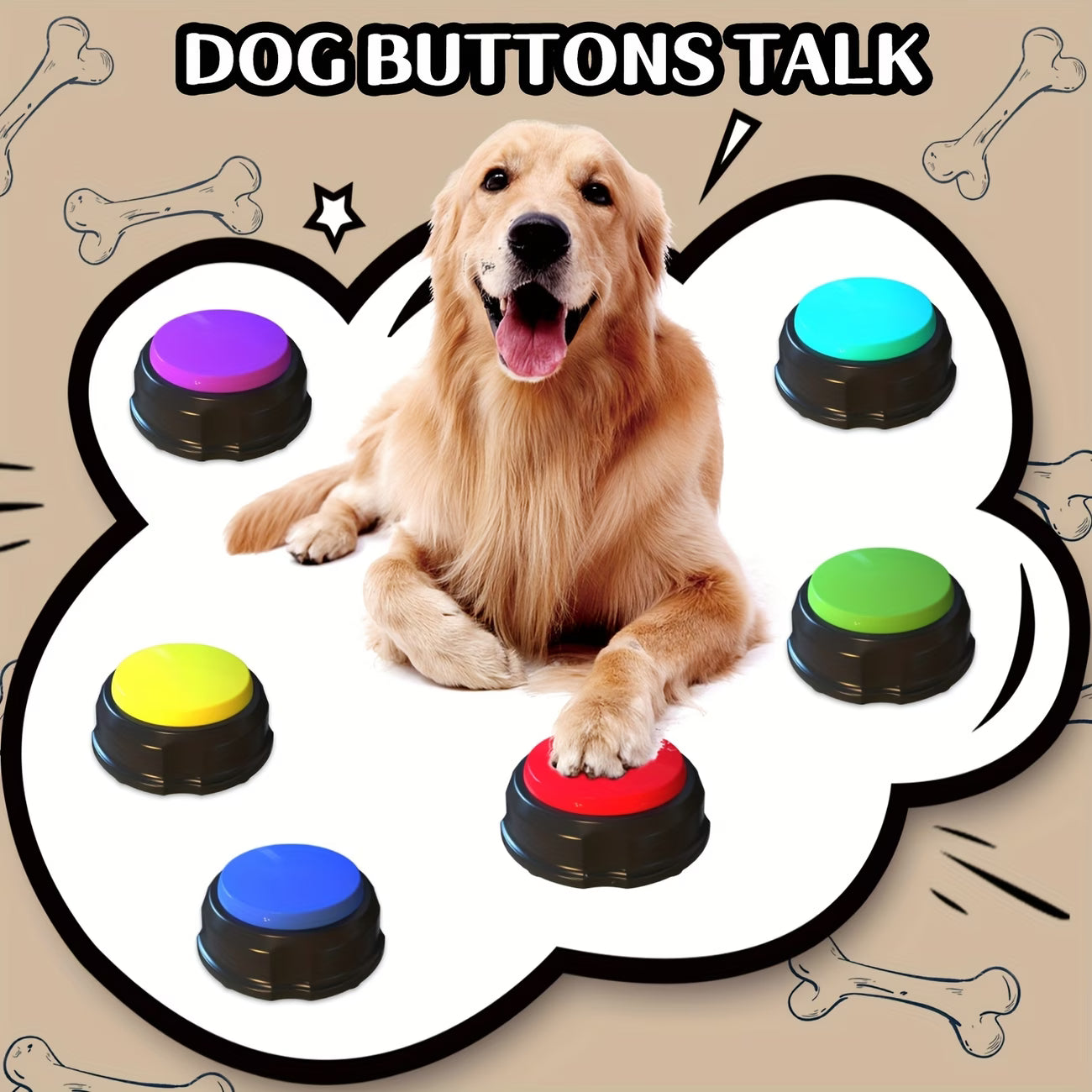 3 Color Voice Recording Button, Dog Buttons for Communication Pet Training Buzzer, 30 Second Record & Playback, Funny Gift for Study Office Home - 3 Color Packs